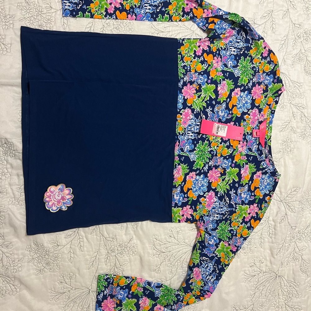 Lilly Pulitzer Floral Long Sleeve Top - Navy and Multicolor